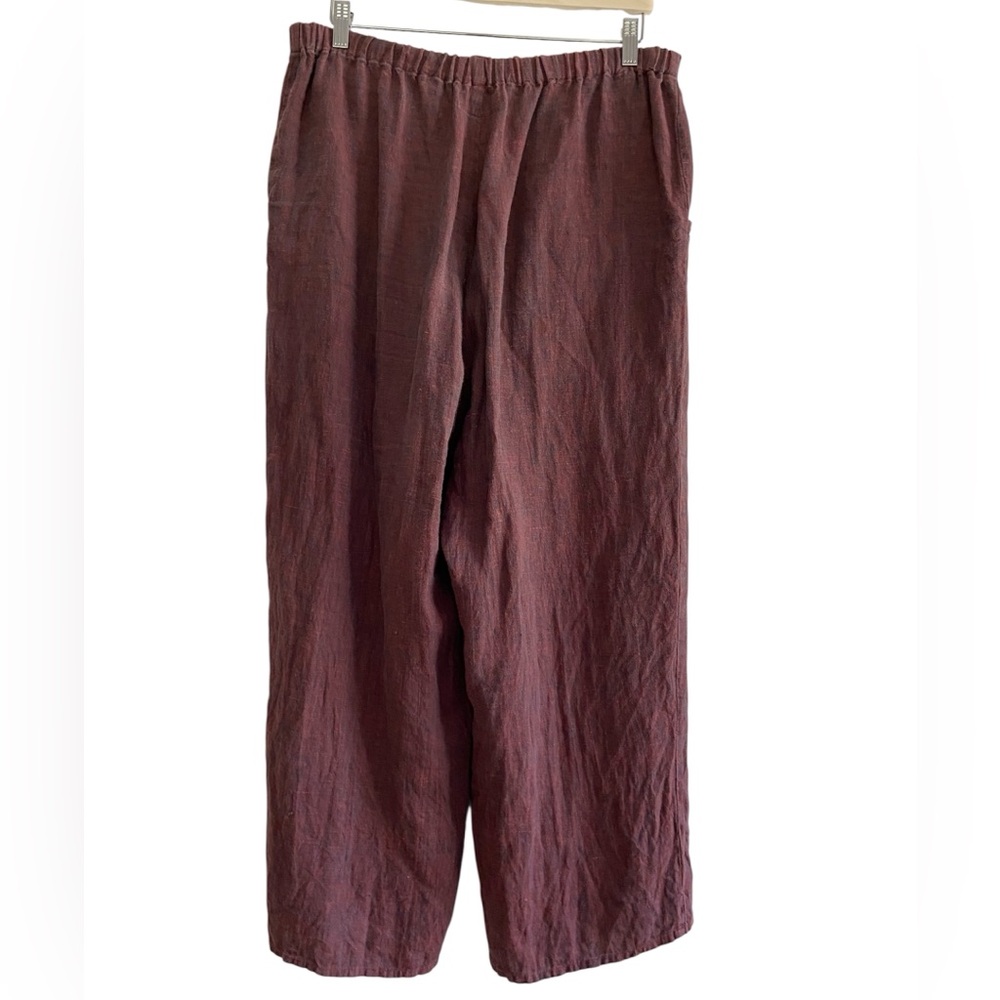 FLAX Linen Pants High Rise Wide Leg Cropped Texture Slub Lagenlook Coastal Sz S - Picture 8 of 14
